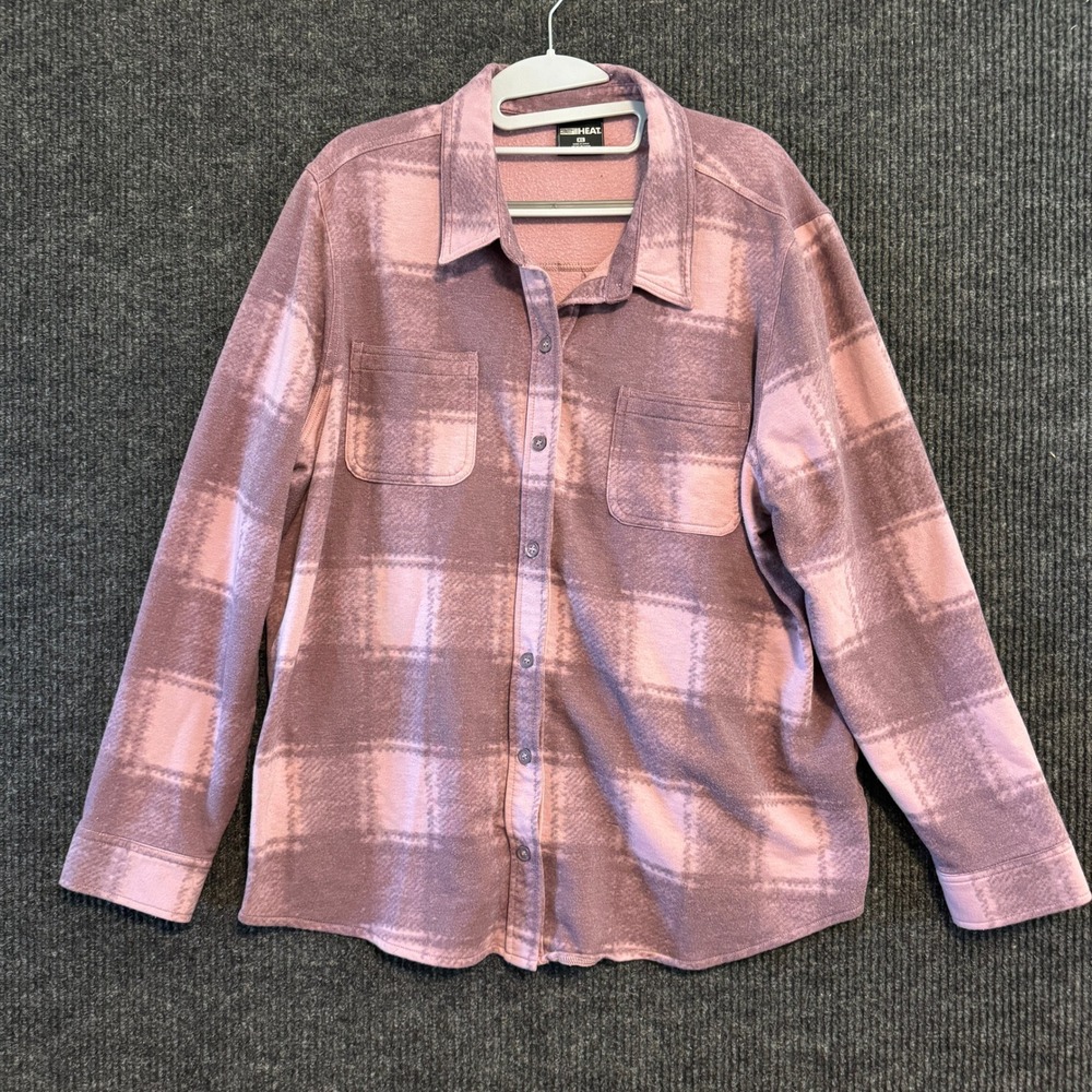 32 Degrees Heat Purple Plaid Flannel Shirt Jacket XL